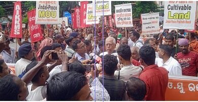 କେନ୍ଦୁଝର ଜିନ୍ଦଲ-ପୋସ୍କ ପ୍ରତିରୋଧ ମଂଚ ପକ୍ଷରୁ ବିଶାଳ ଗଣବିକ୍ଷୋଭ
